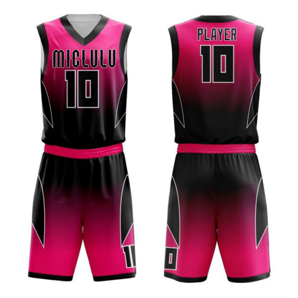 Elite Fade Pink Yellow Basketball Uniform Shorts & Sleeveless Shirt Set