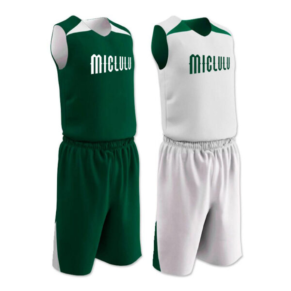 Elite Green & White Basketball Uniform Shorts & Sleeveless Shirt Set